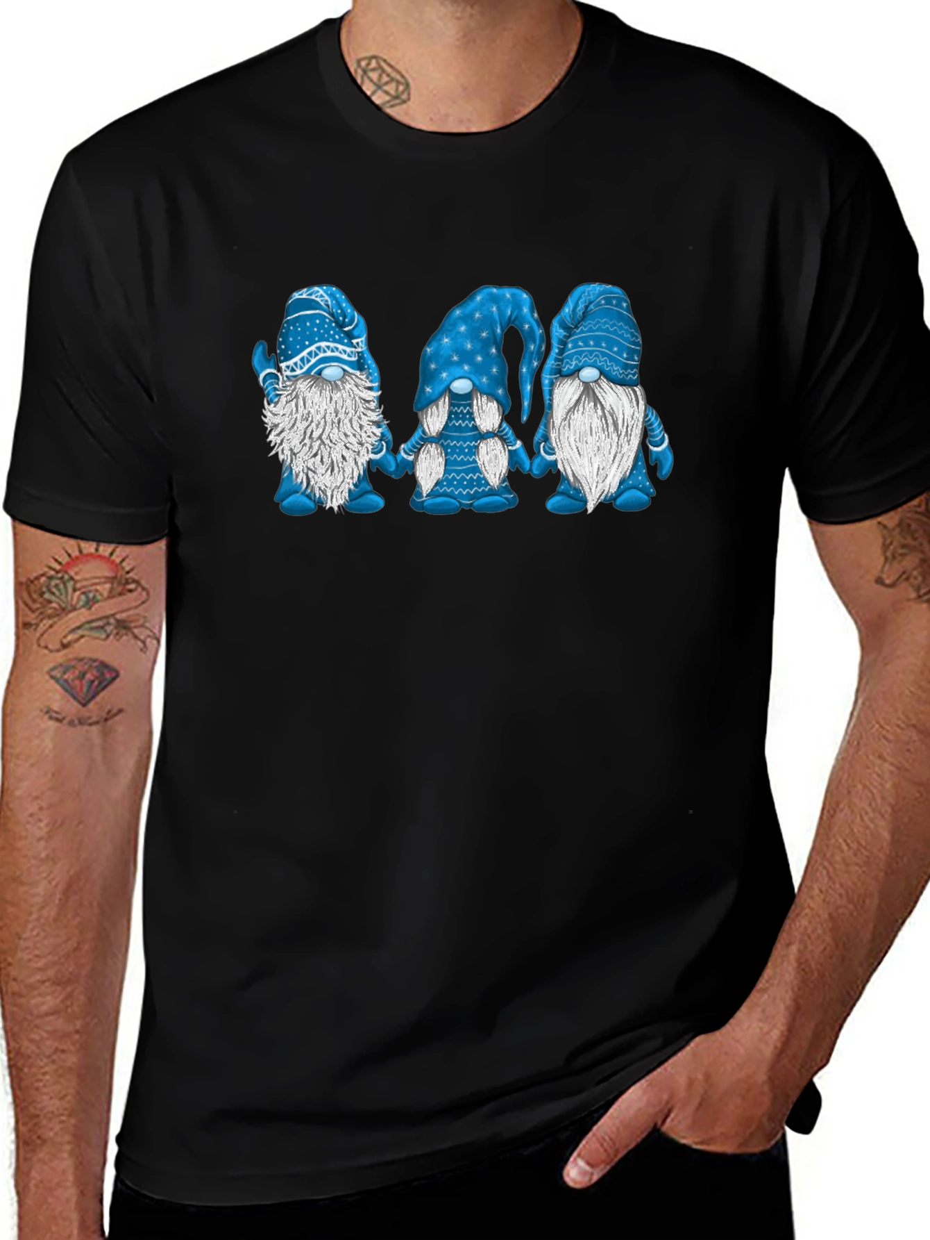 Camiseta Hombre Gnomos Azules Divertida