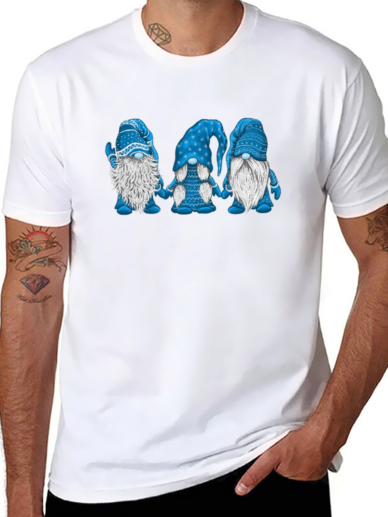 Camiseta Hombre Gnomos Azules Divertida