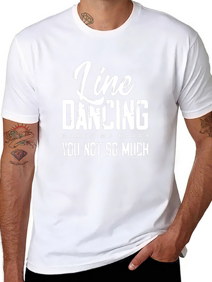 Camiseta Negra: Line Dancing Makes Me Happy
