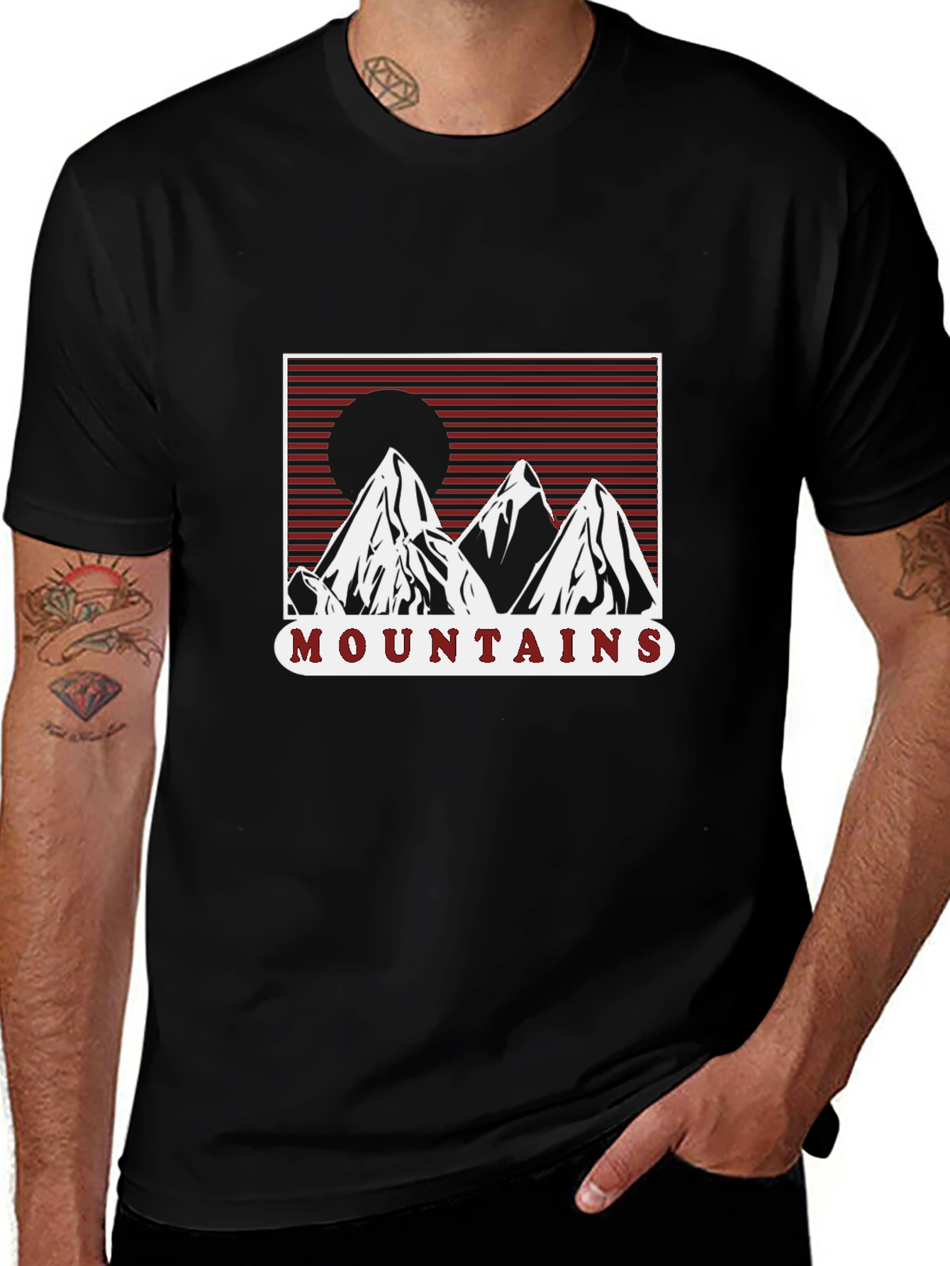 Camiseta Negra Montañas - Aventura al Aire Libre