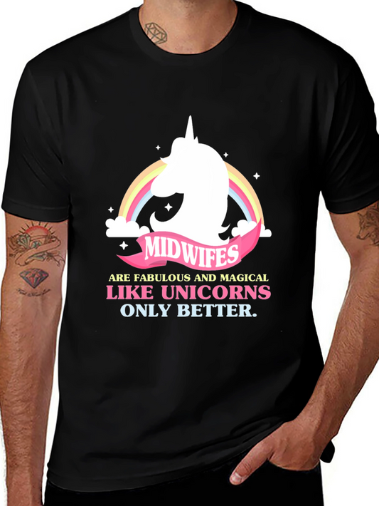 Camiseta Negra Midwives are Like Unicorns