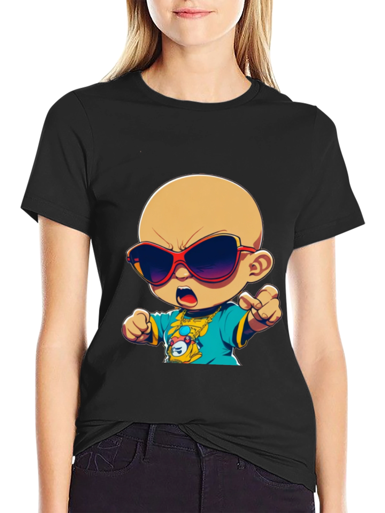 Camiseta Negra con Diseño Infantil Cool