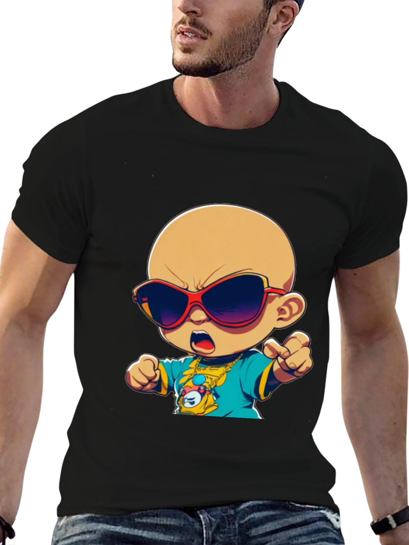Camiseta Negra con Diseño Infantil Cool