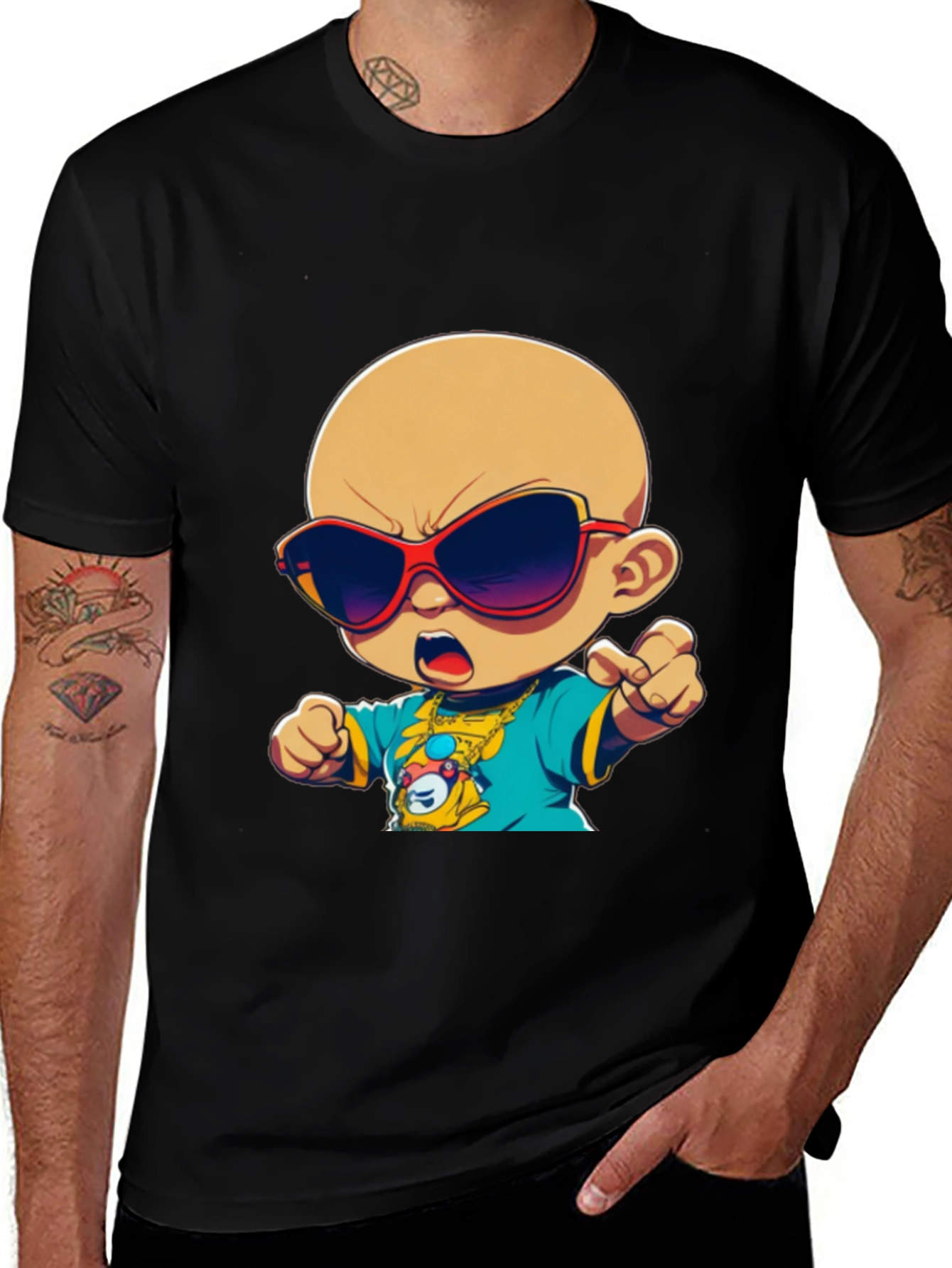 Camiseta Negra con Diseño Infantil Cool