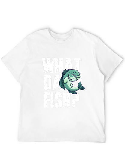 Camiseta Negra What Da Fish? Divertida