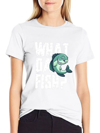 Camiseta Negra What Da Fish? Divertida