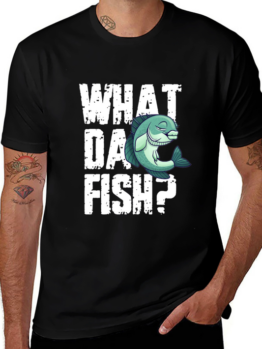 Camiseta Negra What Da Fish? Divertida