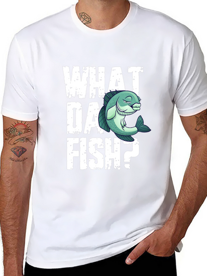 Camiseta Negra What Da Fish? Divertida