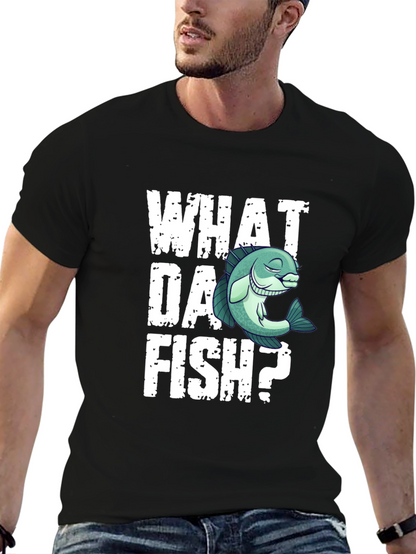 Camiseta Negra What Da Fish? Divertida