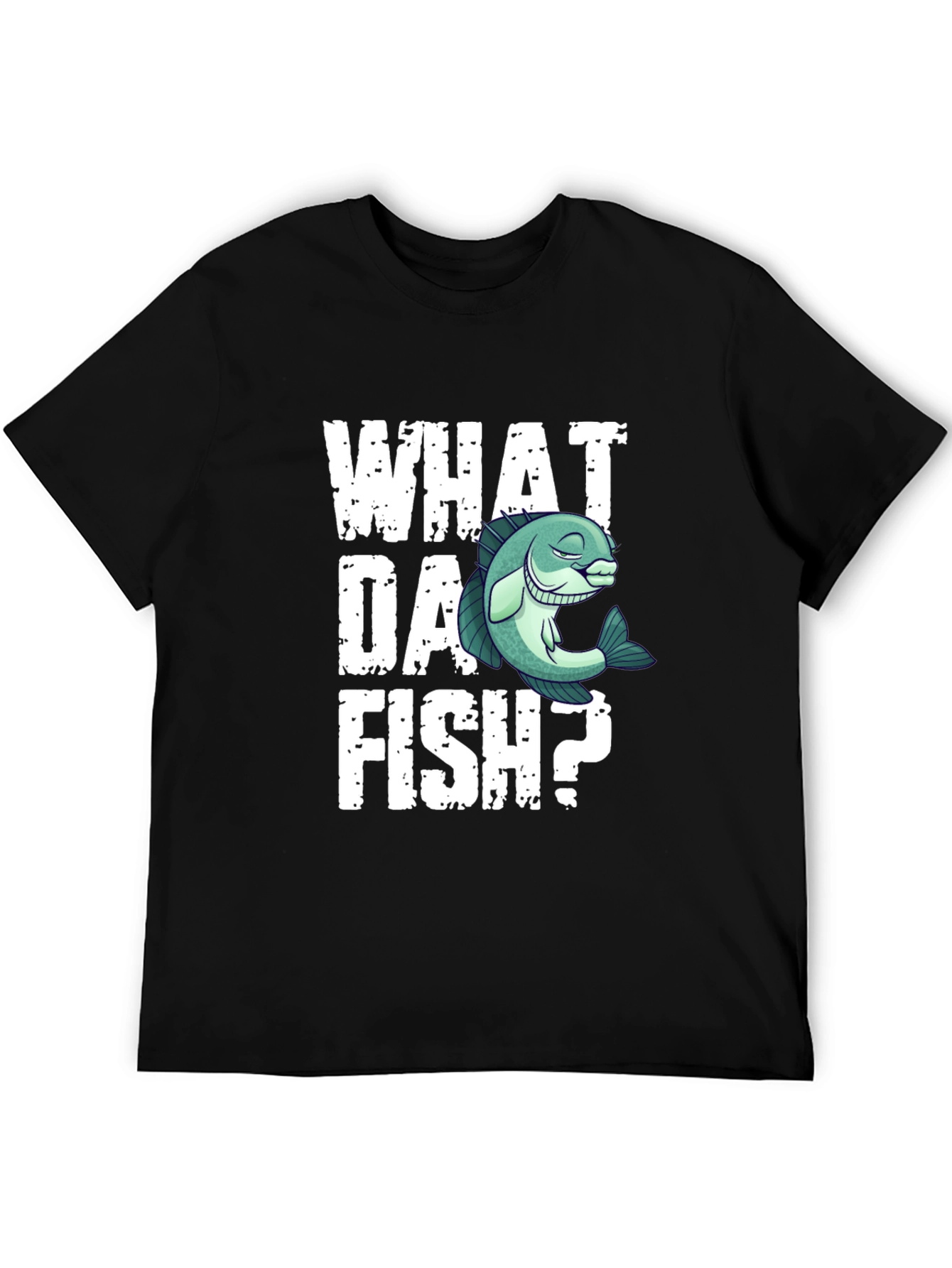 Camiseta Negra What Da Fish? Divertida