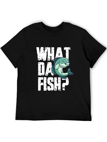 Camiseta Negra What Da Fish? Divertida