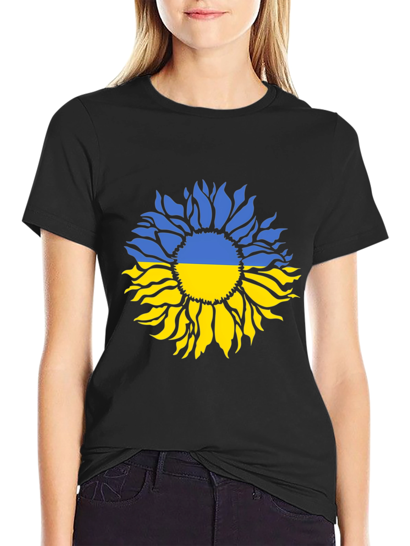 Camiseta Negra Girasol Ucraniano - Solidaridad y Estilo