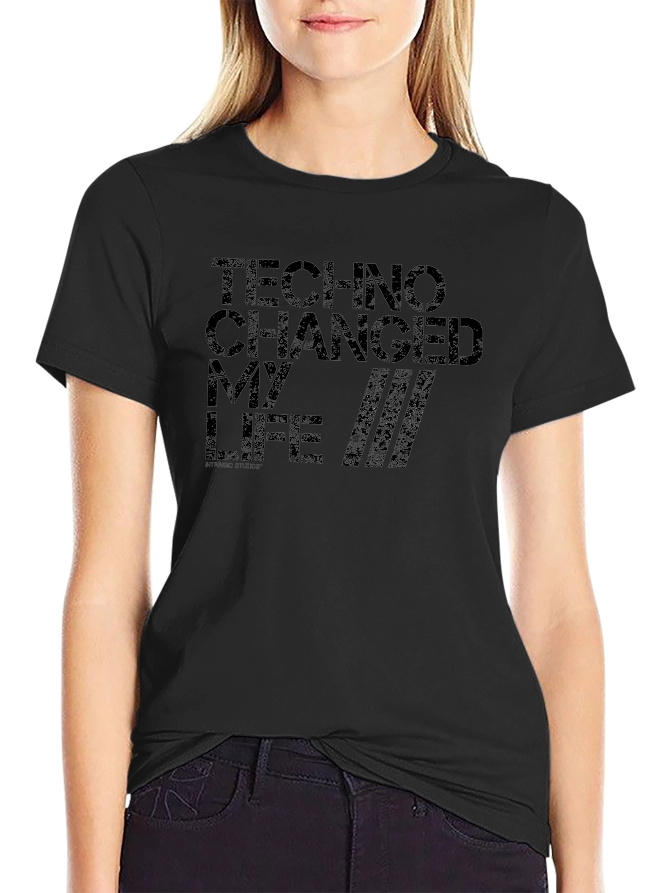 Camiseta Negra Techno Changed My Life