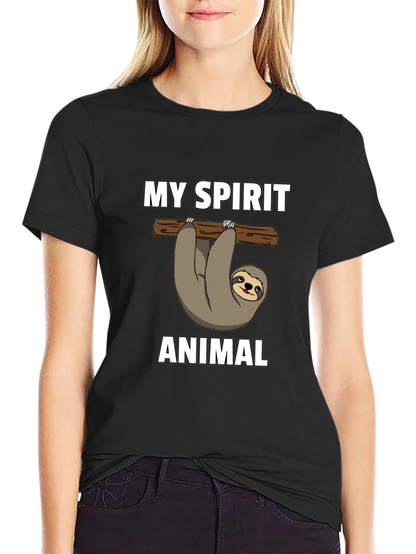 Camiseta Negra Mi Animal Espiritual Perezoso