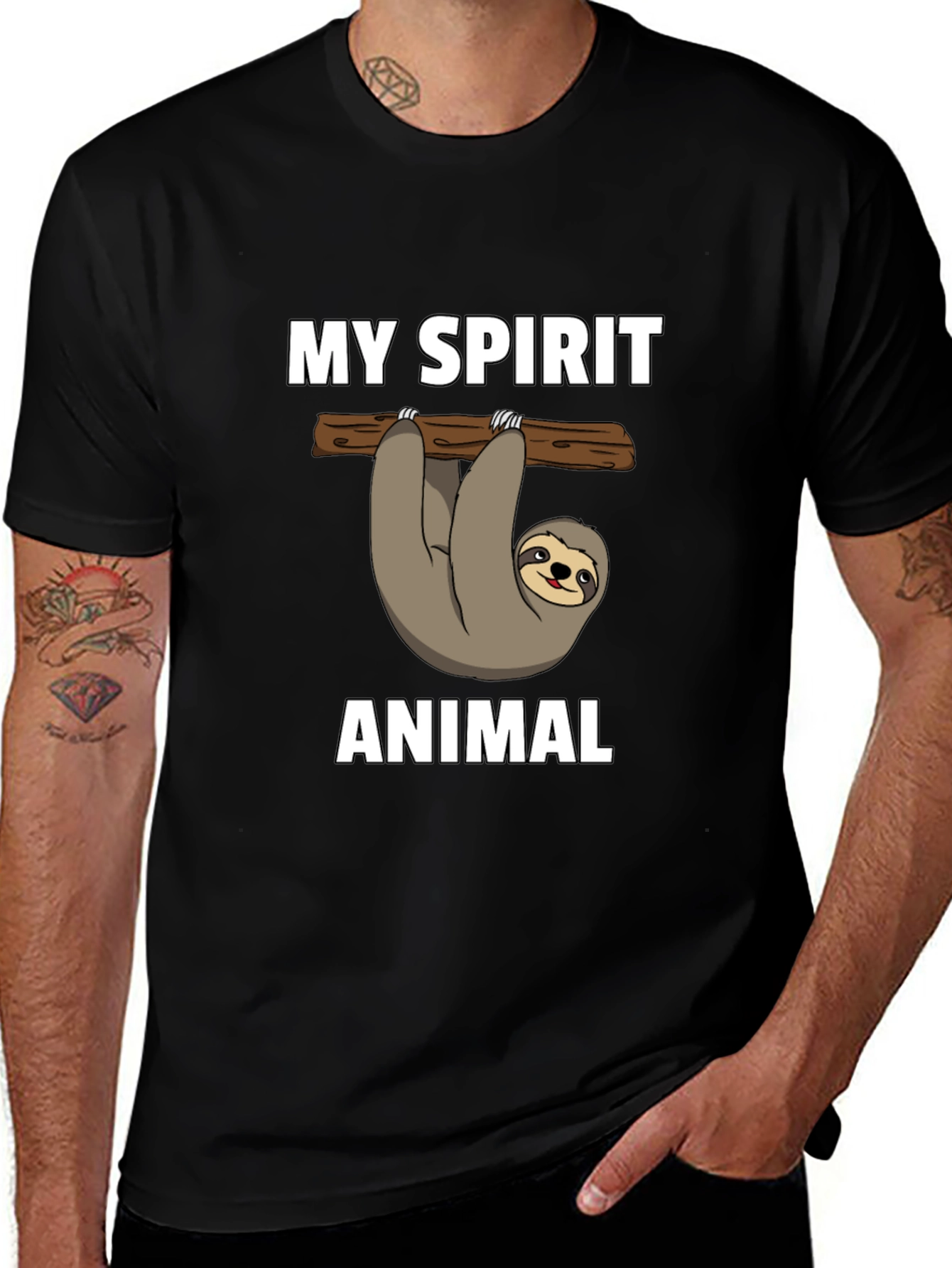 Camiseta Negra Mi Animal Espiritual Perezoso