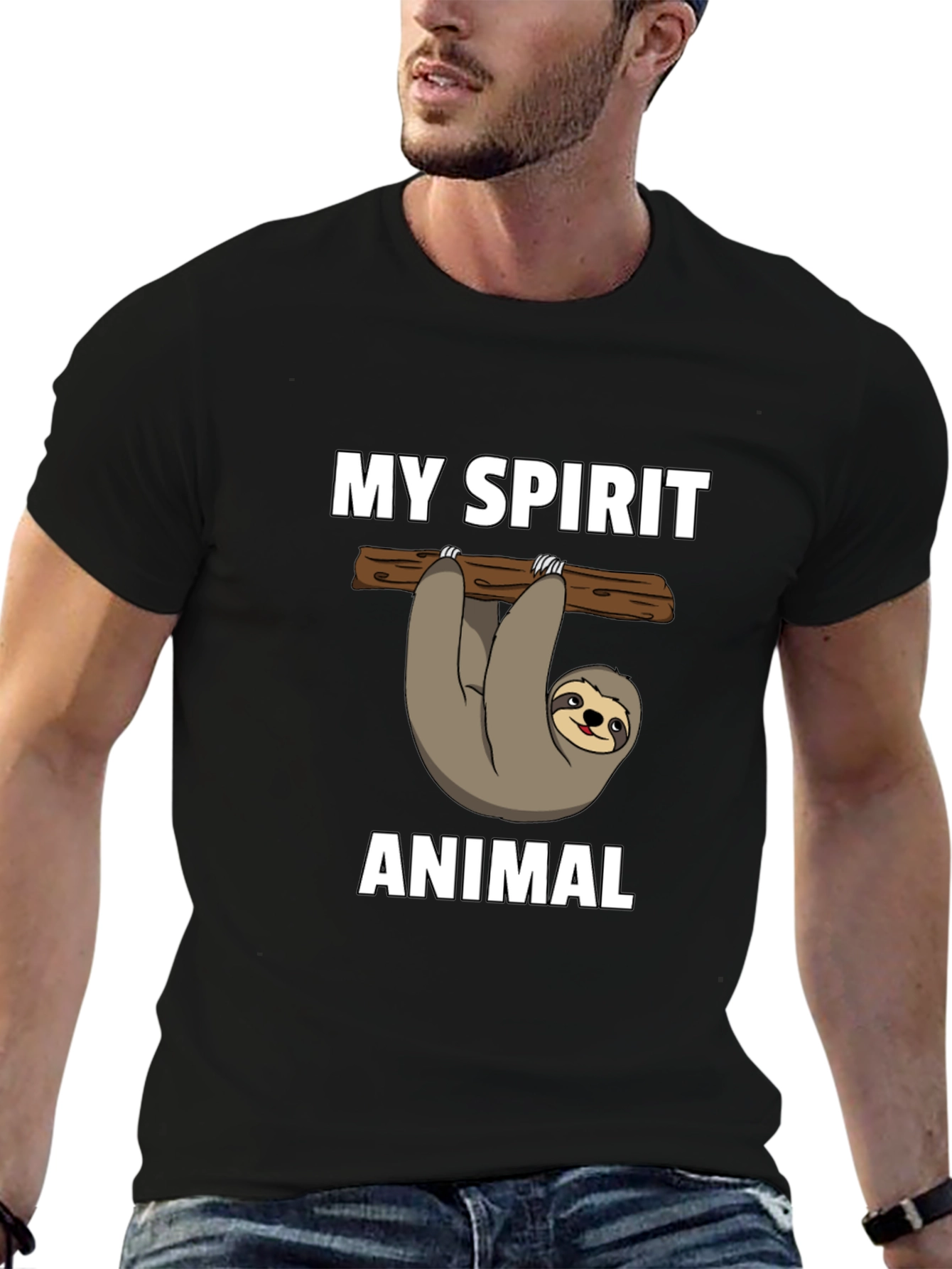 Camiseta Negra Mi Animal Espiritual Perezoso