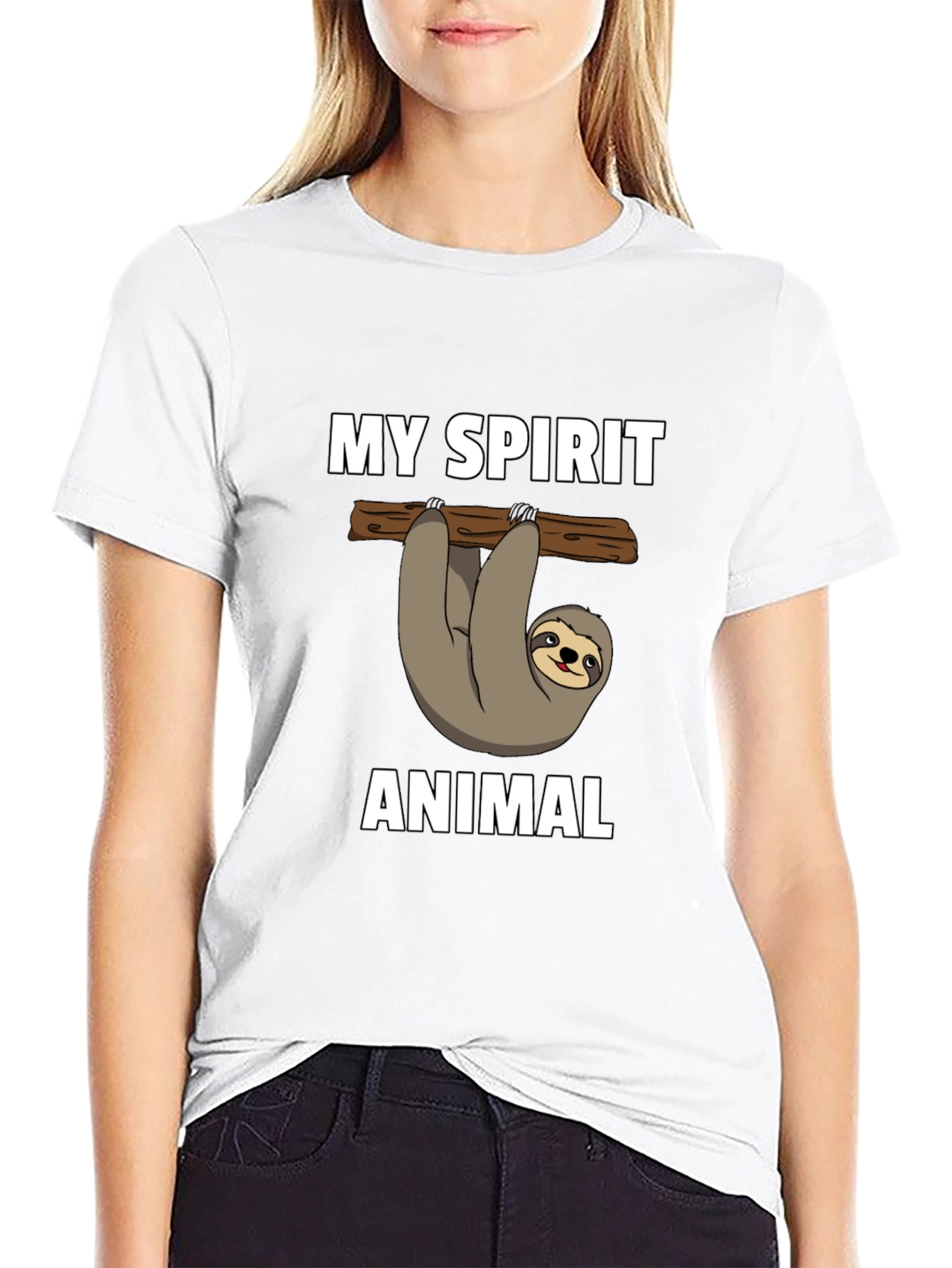 Camiseta Negra Mi Animal Espiritual Perezoso