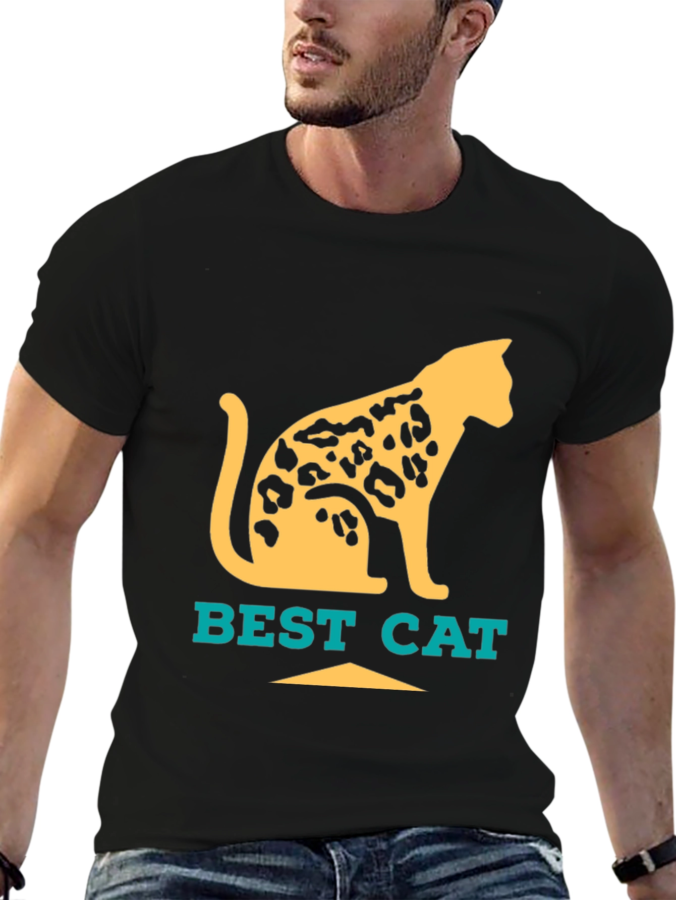 Camiseta Negra Best Cat Diseño Felino