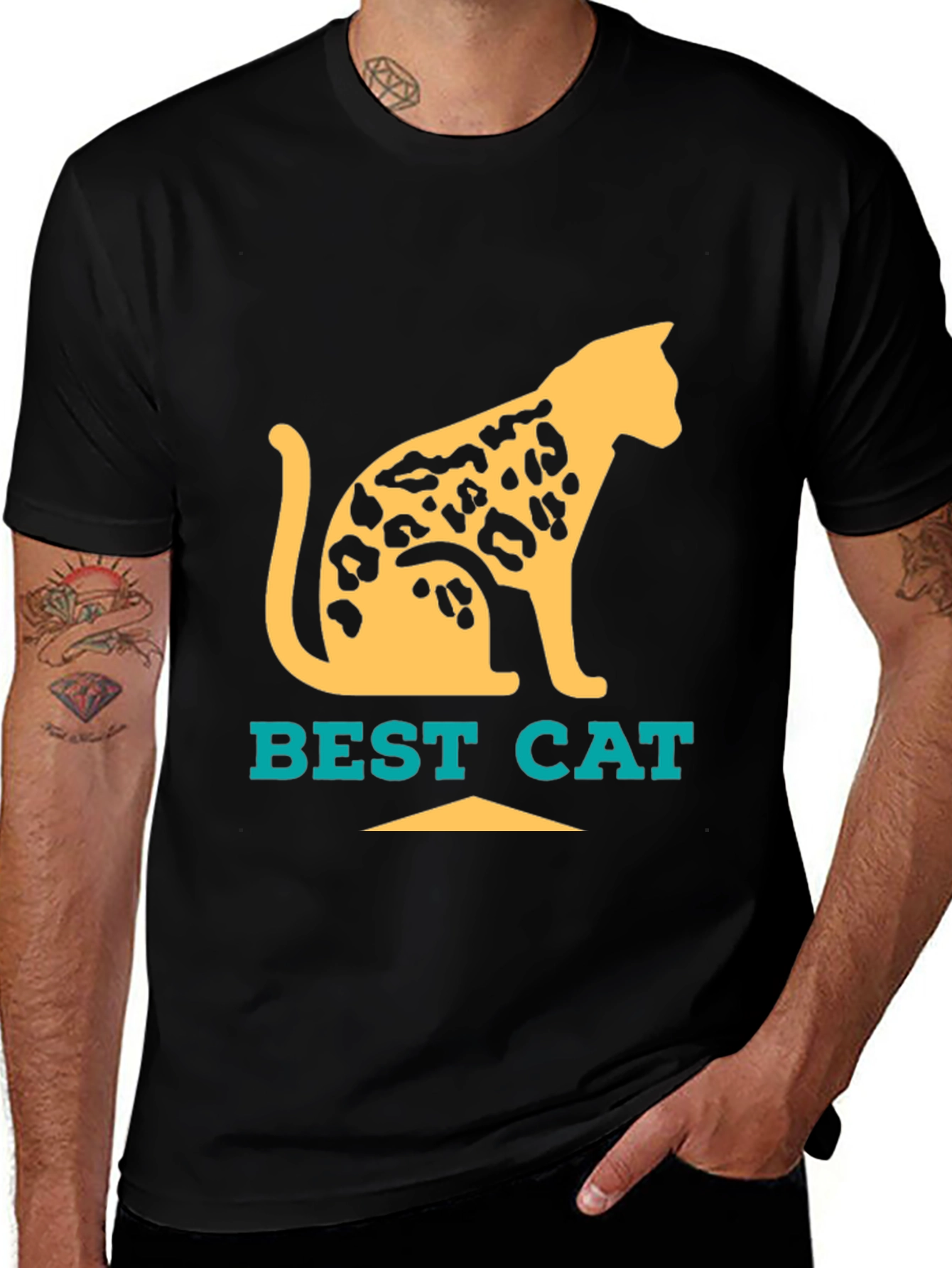 Camiseta Negra Best Cat Diseño Felino