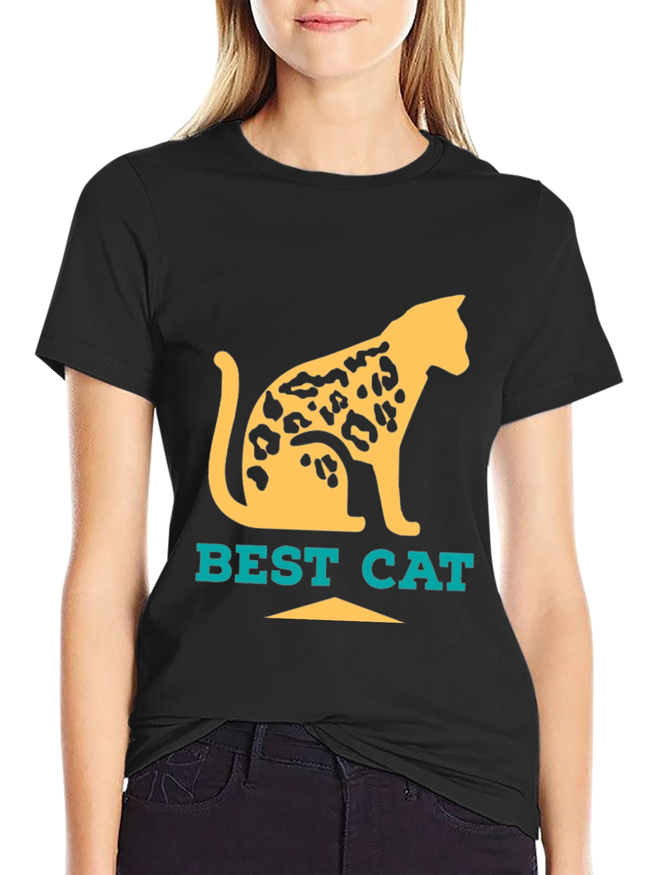Camiseta Negra Best Cat Diseño Felino