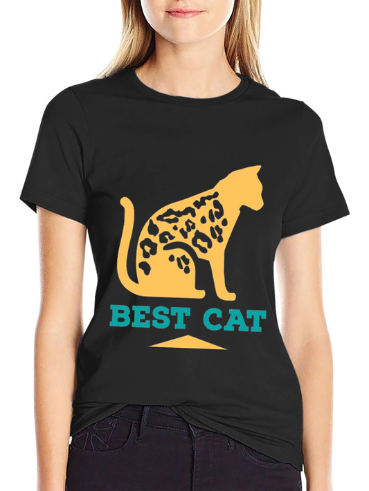 Camiseta Negra Best Cat Diseño Felino