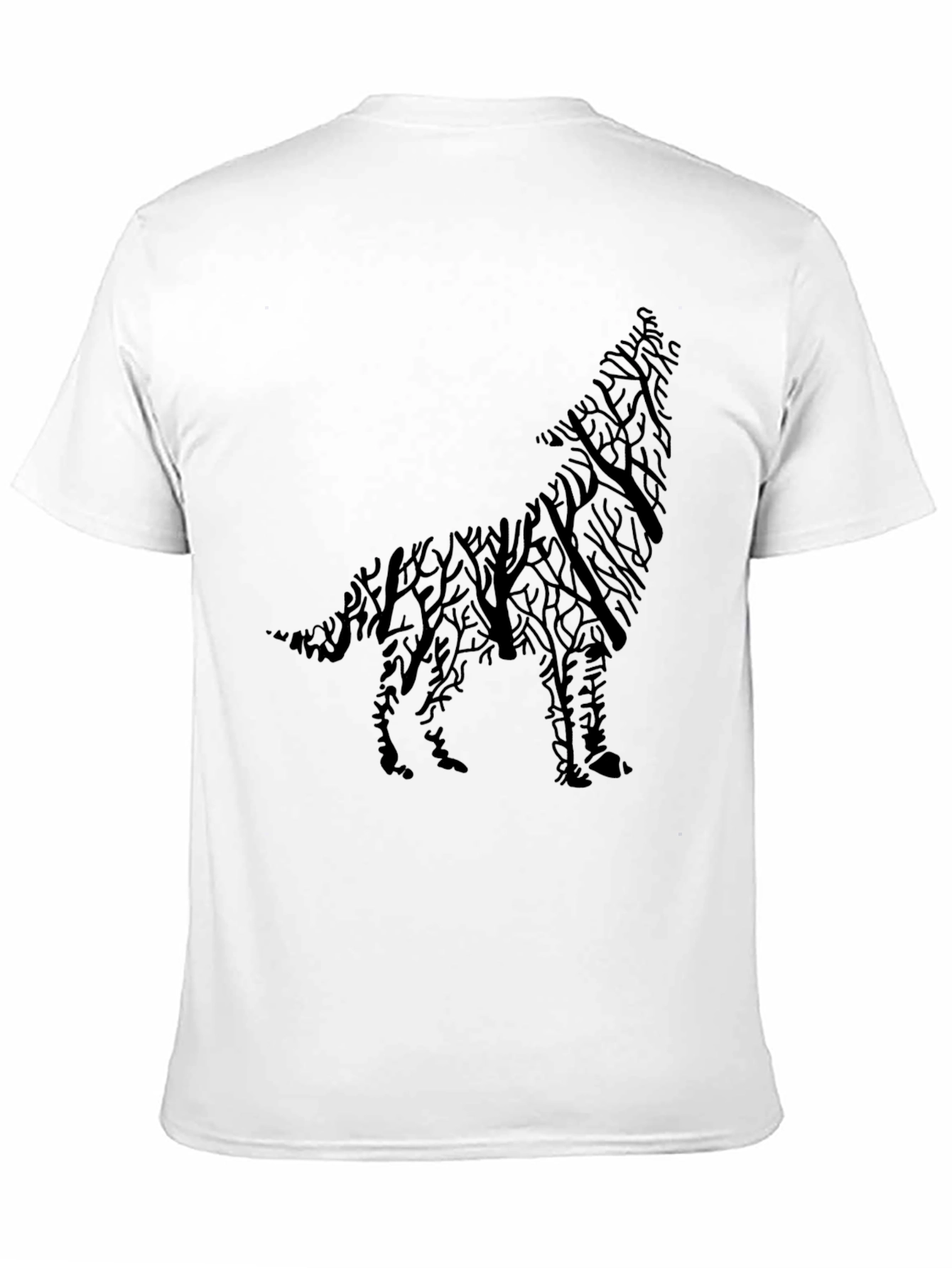 Camiseta Negra Hombre Lobo Árbol
