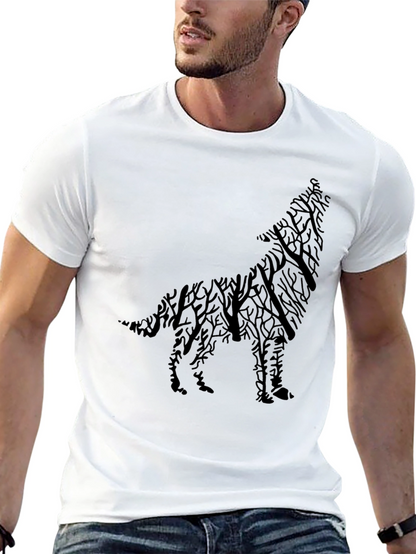 Camiseta Negra Hombre Lobo Árbol