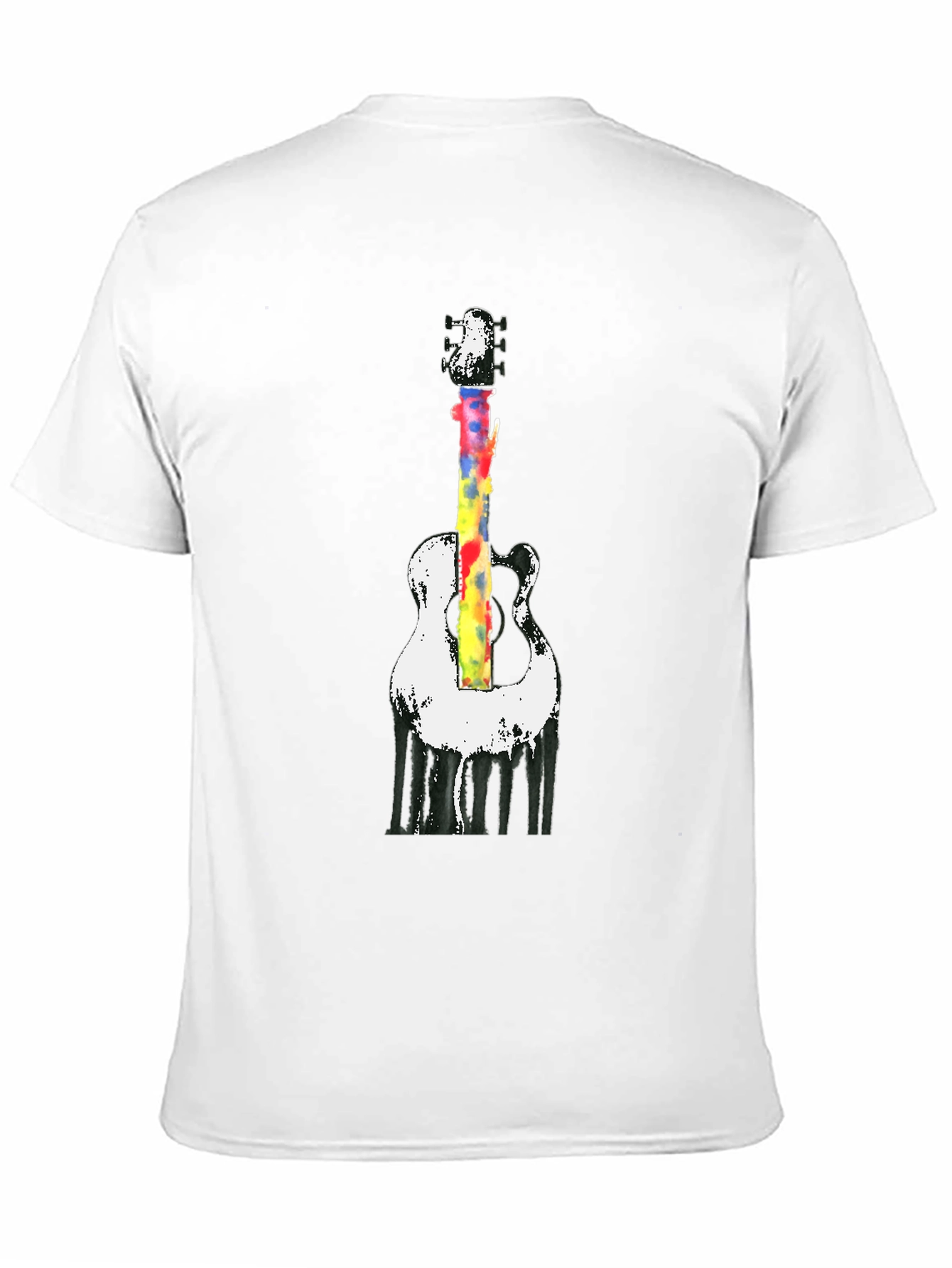 Camiseta Negra con Diseño de Guitarra Acuarela