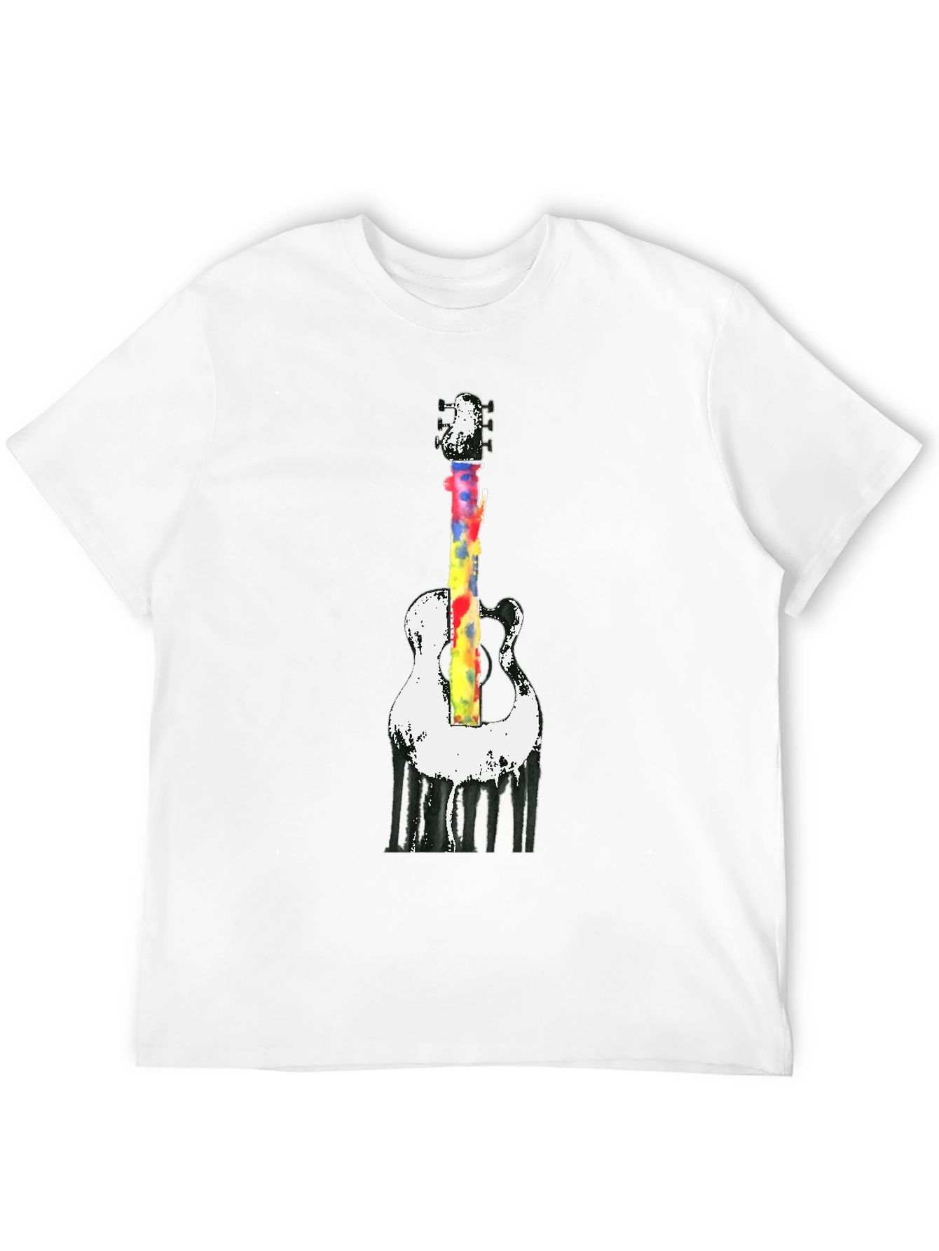 Camiseta Negra con Diseño de Guitarra Acuarela