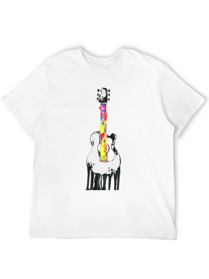 Camiseta Negra con Diseño de Guitarra Acuarela
