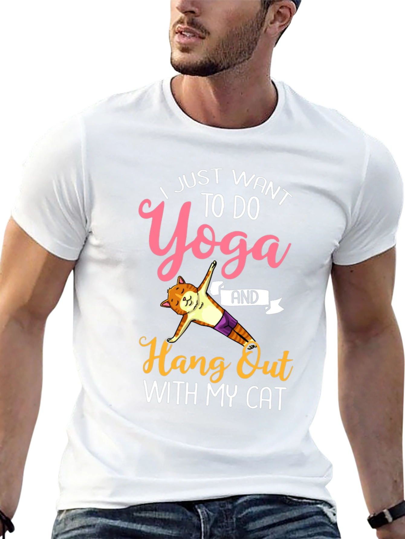 Camiseta Yoga y Gato Divertida