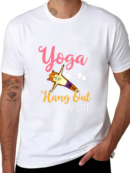 Camiseta Yoga y Gato Divertida