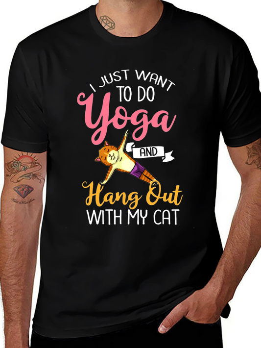 Camiseta Yoga y Gato Divertida