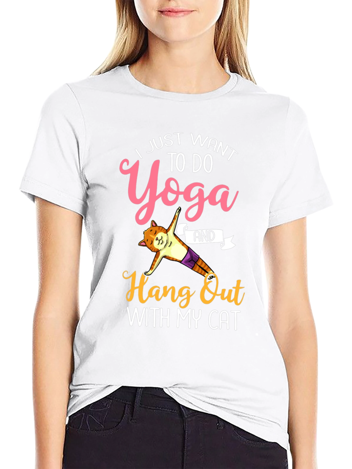 Camiseta Yoga y Gato Divertida