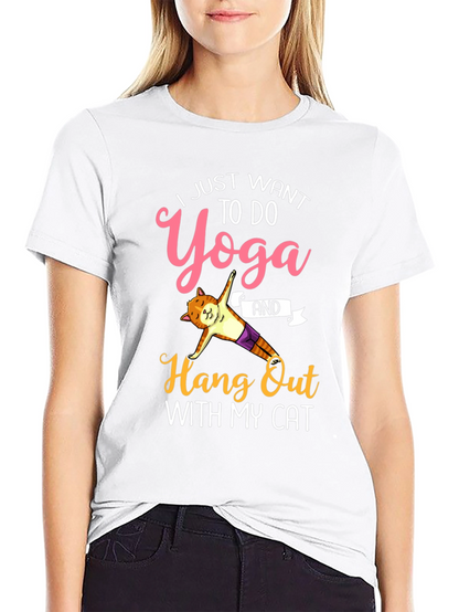 Camiseta Yoga y Gato Divertida