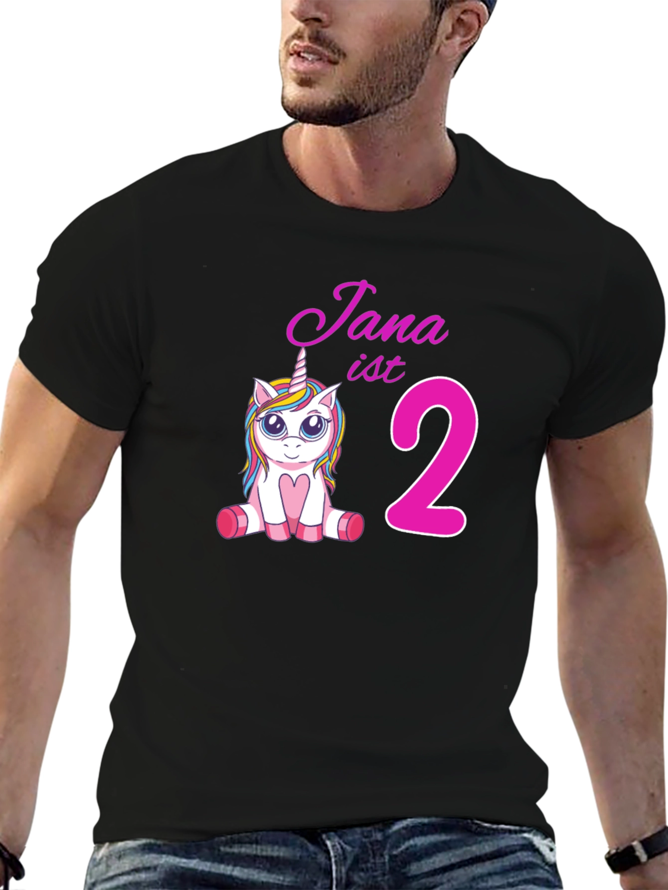 Camiseta Negra Cumpleaños Unicornio Jana