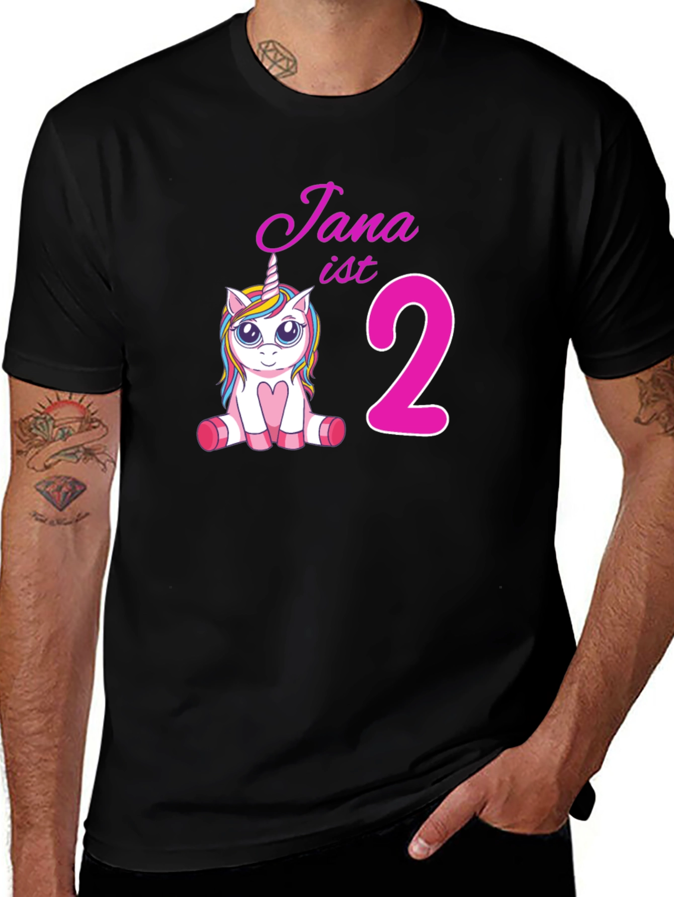Camiseta Negra Cumpleaños Unicornio Jana