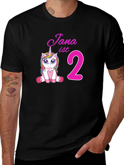 Camiseta Negra Cumpleaños Unicornio Jana