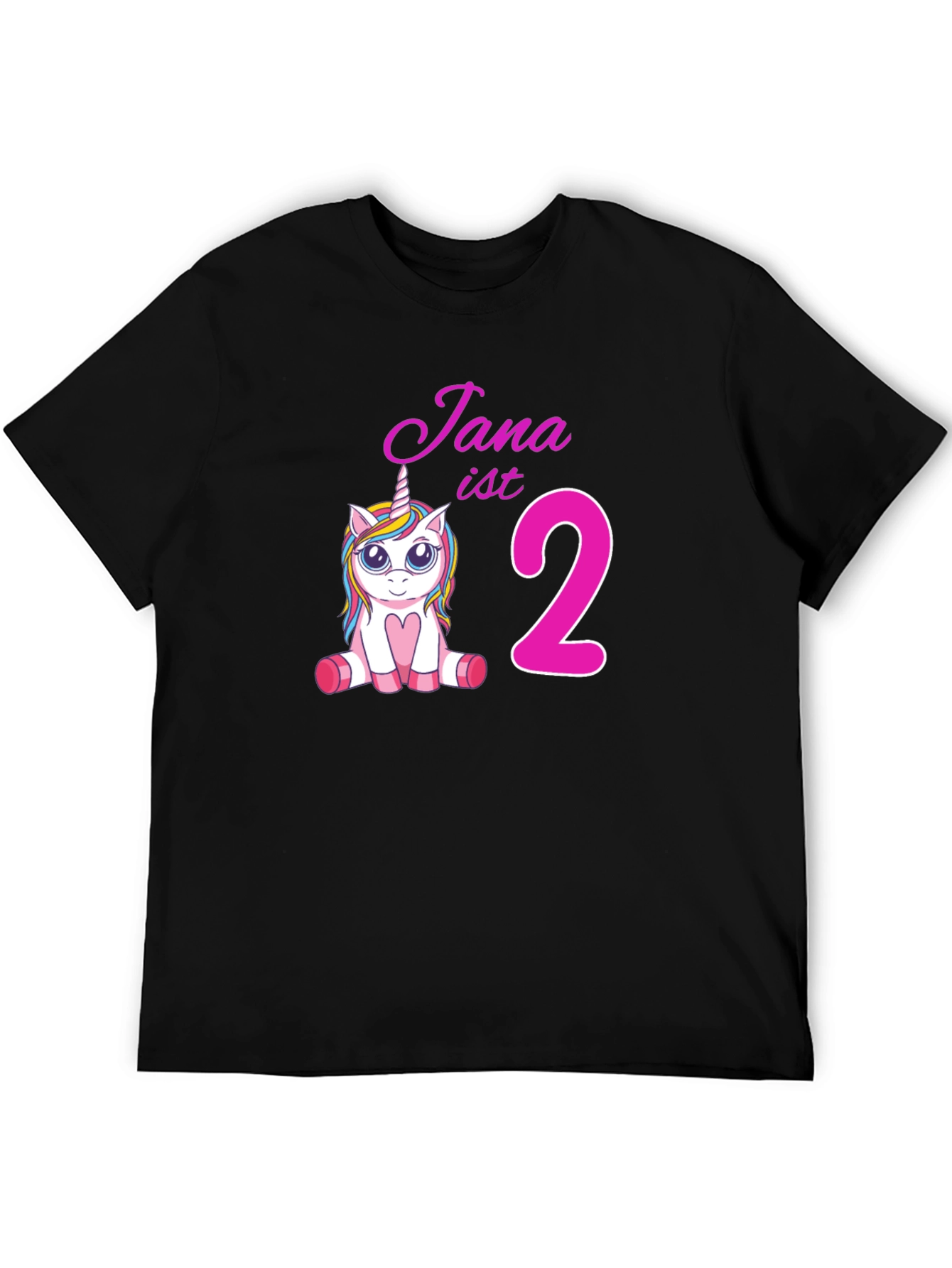Camiseta Negra Cumpleaños Unicornio Jana
