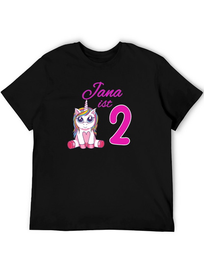 Camiseta Negra Cumpleaños Unicornio Jana