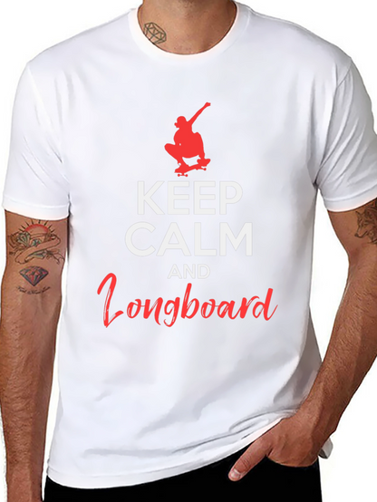Camiseta Negra: Keep Calm and Longboard