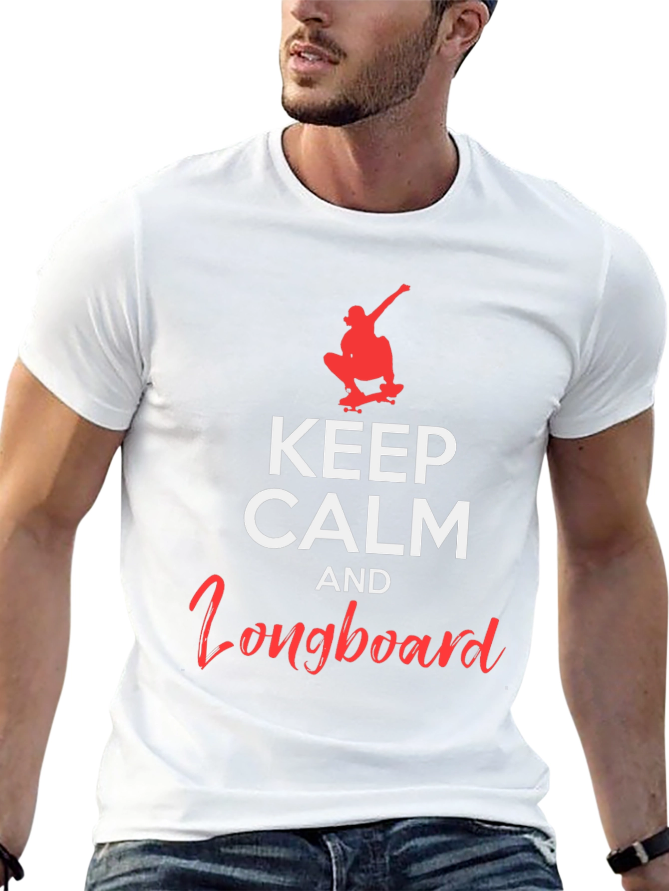 Camiseta Negra: Keep Calm and Longboard