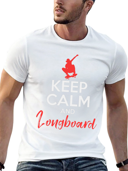 Camiseta Negra: Keep Calm and Longboard