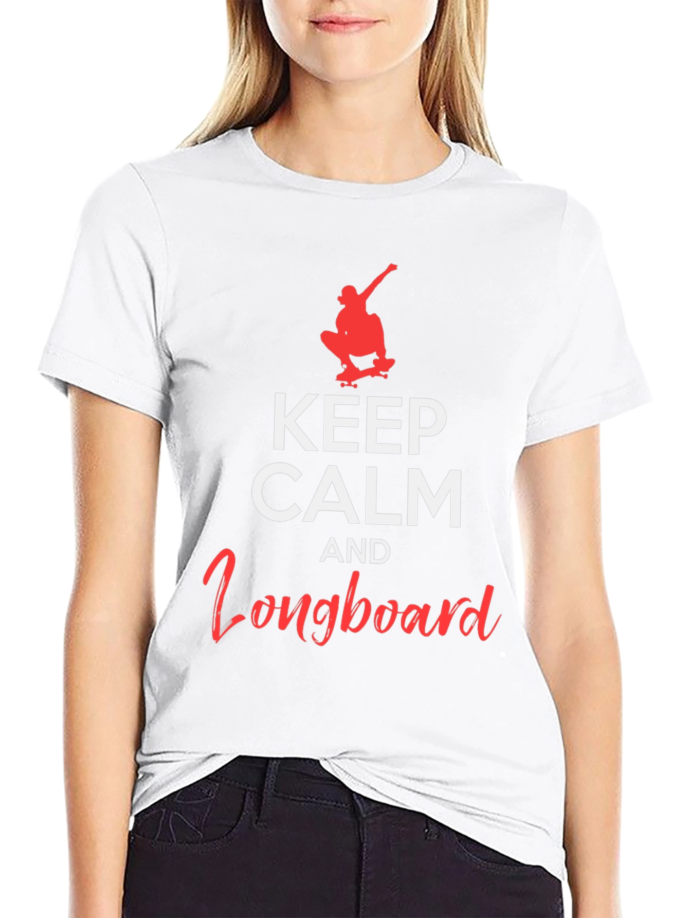 Camiseta Negra: Keep Calm and Longboard