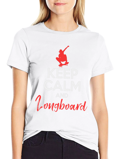 Camiseta Negra: Keep Calm and Longboard