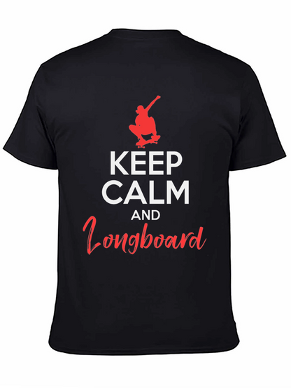 Camiseta Negra: Keep Calm and Longboard