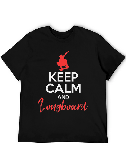Camiseta Negra: Keep Calm and Longboard