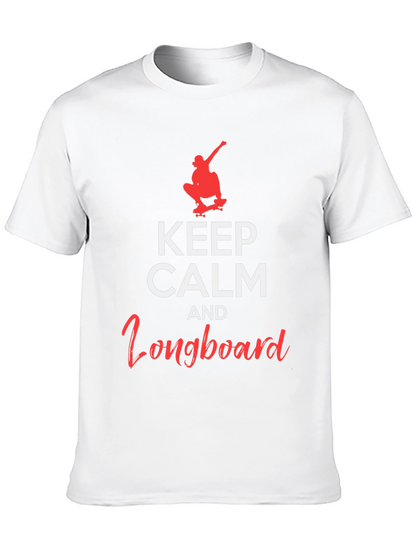 Camiseta Negra: Keep Calm and Longboard