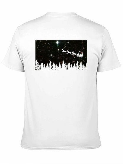 Camiseta Negra con Estrellas y Bosque Nocturno