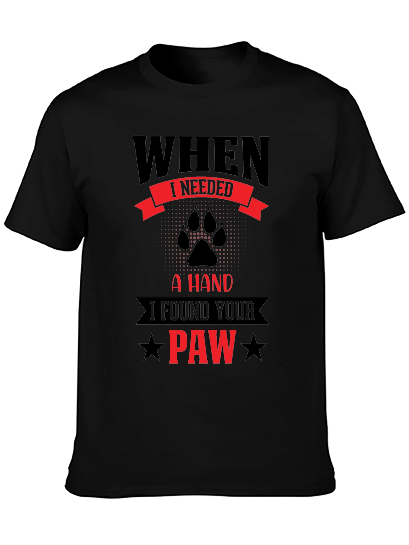 Camiseta Negra con Diseño de Huella Paw